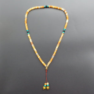 108 Stone Beads with Buddha Head Mala Necklace