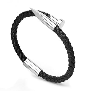 6mm Weave Genuine leather Nail Bracelet