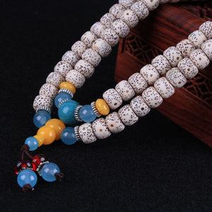 Pure Natural Original  Bodhi Seed Bracelet Beeswax Blue Tibet Buddhist Bead Bracelet